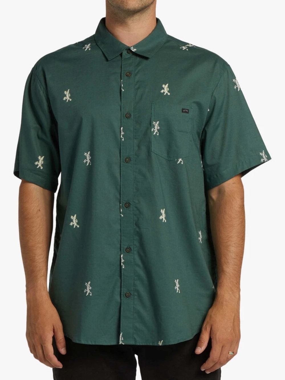 Billabong Men's Sundays Mini Short Sleeve Button-Down Shirt Cypress Green S